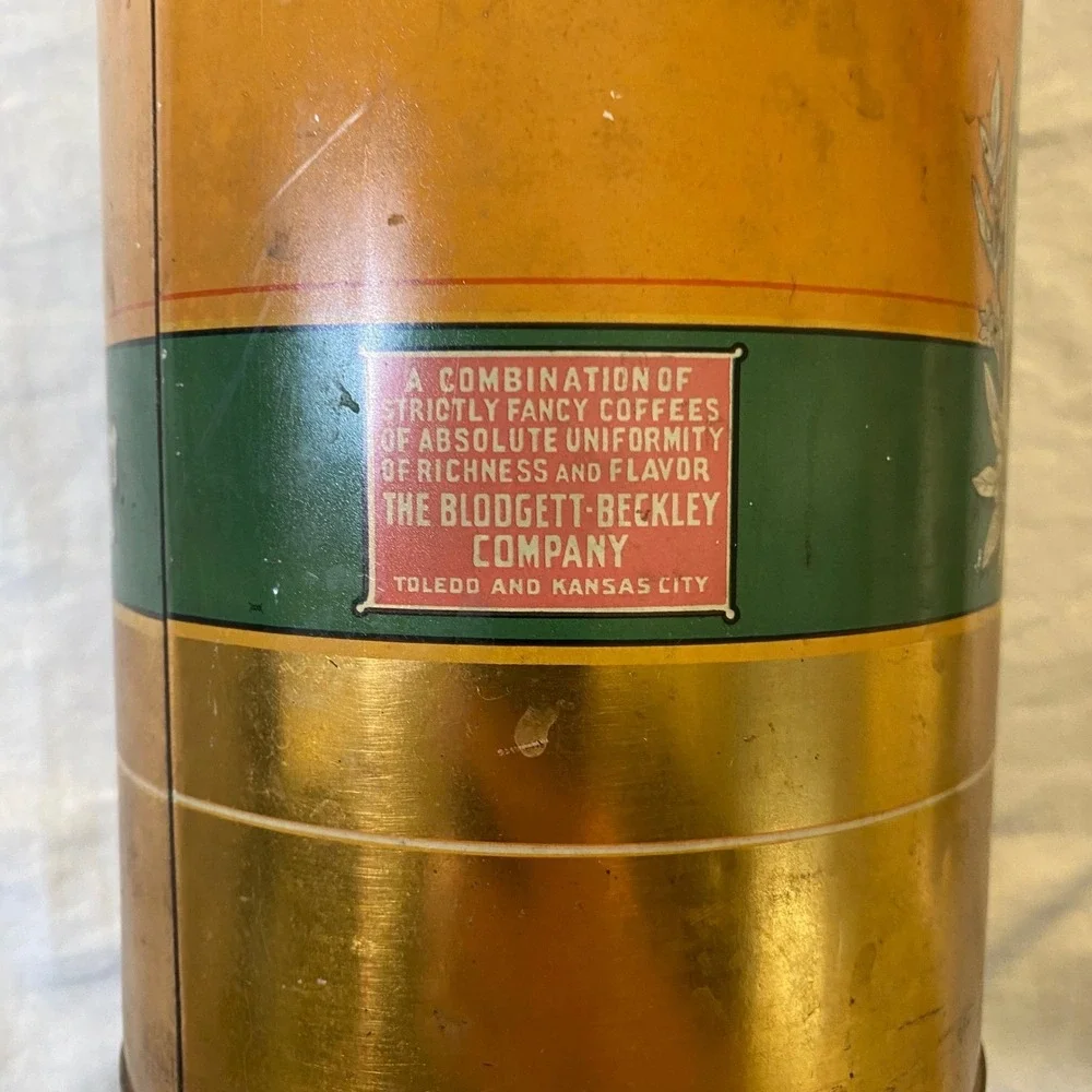 Antique Old Master Coffee Tin 3 Lb BB Co Blodgett Beckley Royal Tender Steel Cut